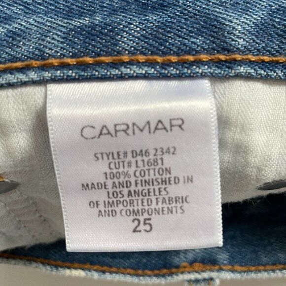 CARMAR High Waist Shredded Denim Shorts 25 - Picture 7 of 9